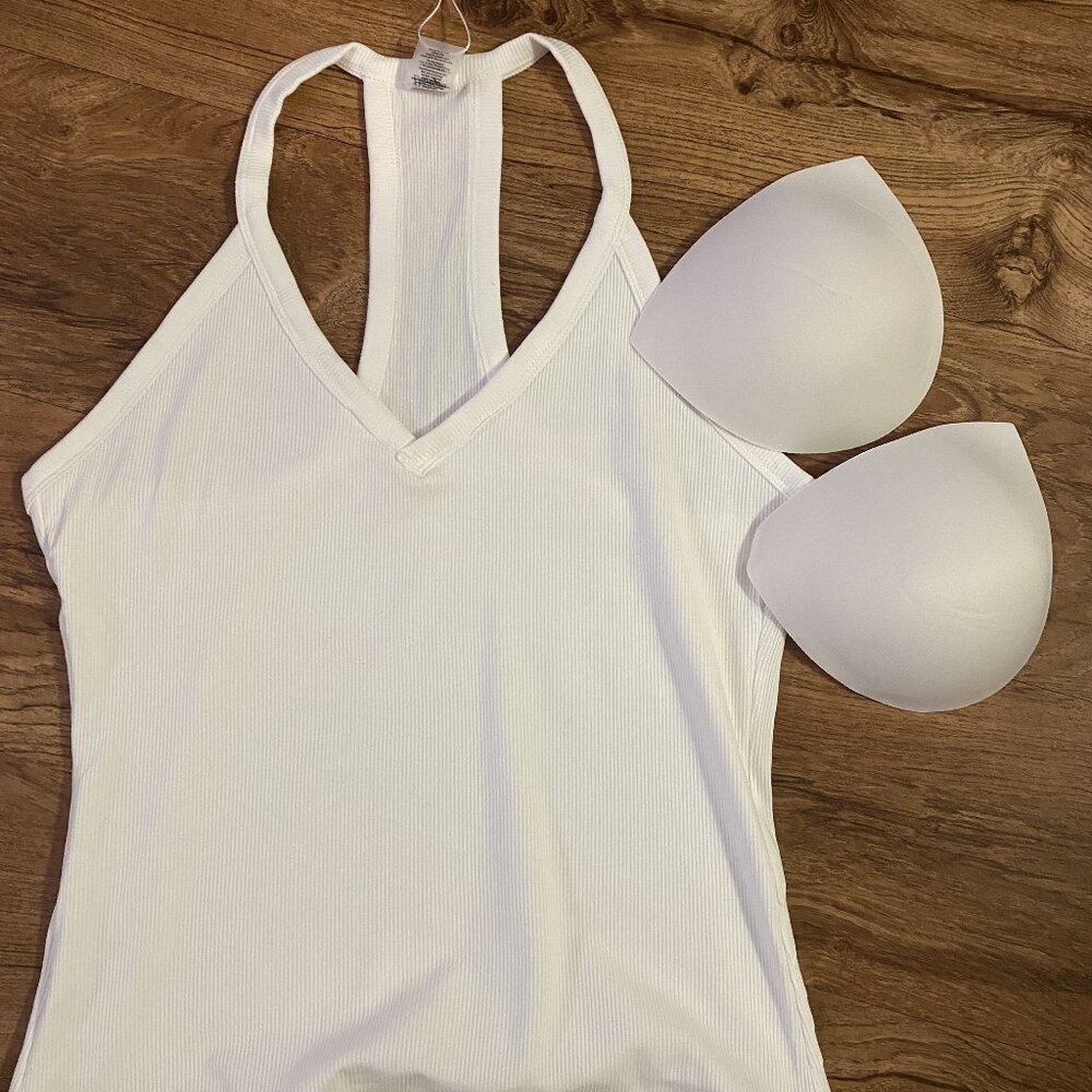 Danysu Women's Womens White Ribbed Racerback Tank Top